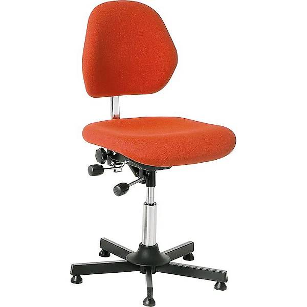 Arbeitsstuhl AEGA niedrige Ausführung mit Bodengleitern Stoffbezug rot höhenverstellbar 500 - 630 mm.-0