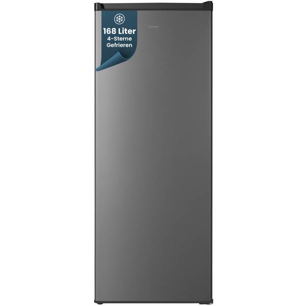 homeX FS1682E-S Gefrierschrank, Tiefkühlschrank groß - 168L Nutzinhalt, 4-Sterne Gefrieren, Freezer, leise 37 dB, silber