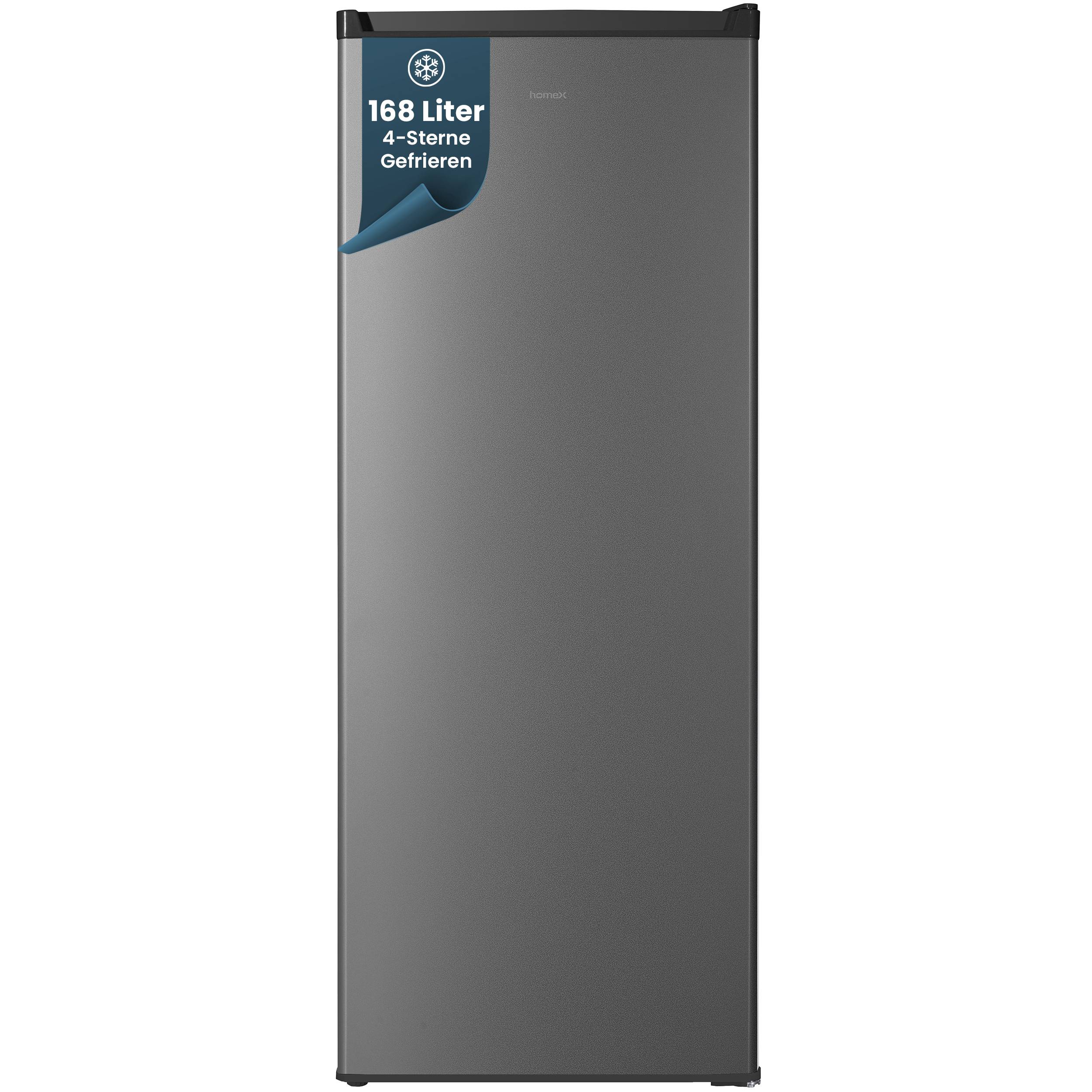 homeX FS1682E-S Gefrierschrank, Tiefkühlschrank groß - 168L Nutzinhalt, 4-Sterne Gefrieren, Freezer, leise 37 dB, silber-0