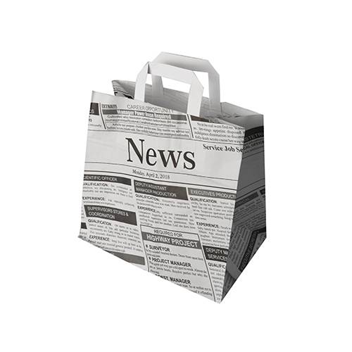 50 Tragetaschen, Papier 25 cm x 26 cm x 17 cm "Newsprint" mit Tragegriff-0