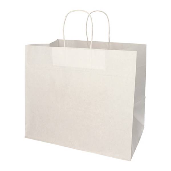 25 Tragetaschen, Papier 27 cm x 32 cm x 21,5 cm weiss mit gedrehtem Tragegriff
