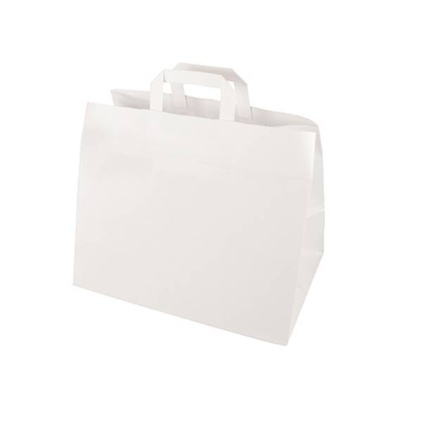50 Tragetaschen, Papier 27 cm x 32 cm x 21,5 cm weiss mit Tragegriff