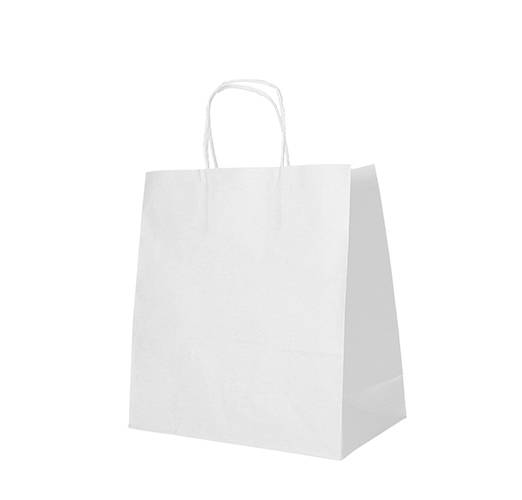 25 Tragetaschen, Papier 27 cm x 32 cm x 17 cm weiss mit gedrehtem Tragegriff-0