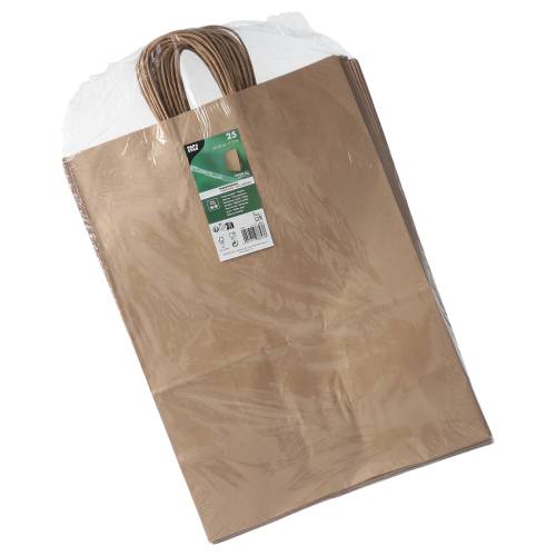 25 Tragetaschen, Papier 44 cm x 32 cm x 17 cm braun mit gedrehtem Tragegriff-1