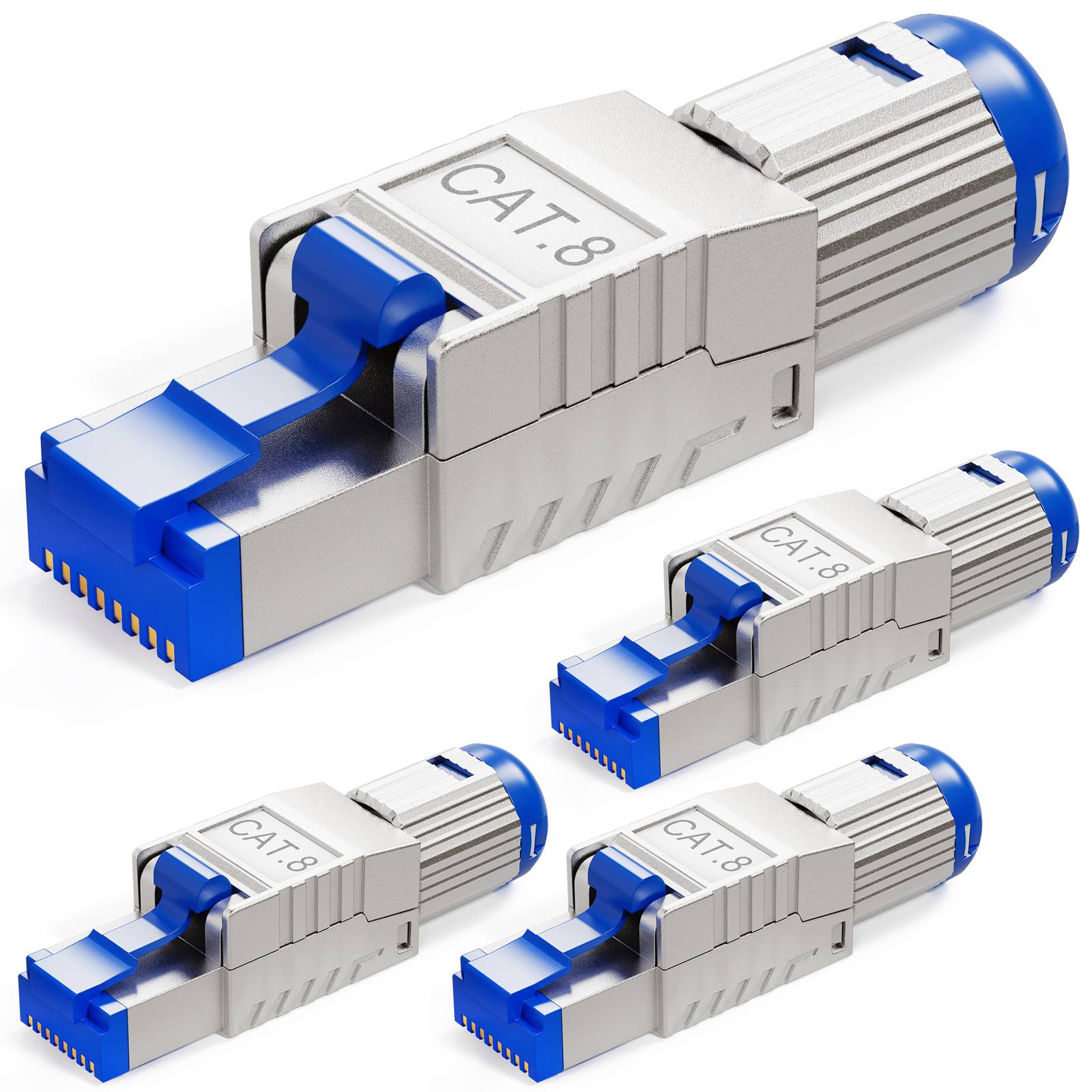 hb-digital 4x RJ45 Netzwerkstecker CAT 8 LAN Stecker PoE vergoldete Kontakte-0