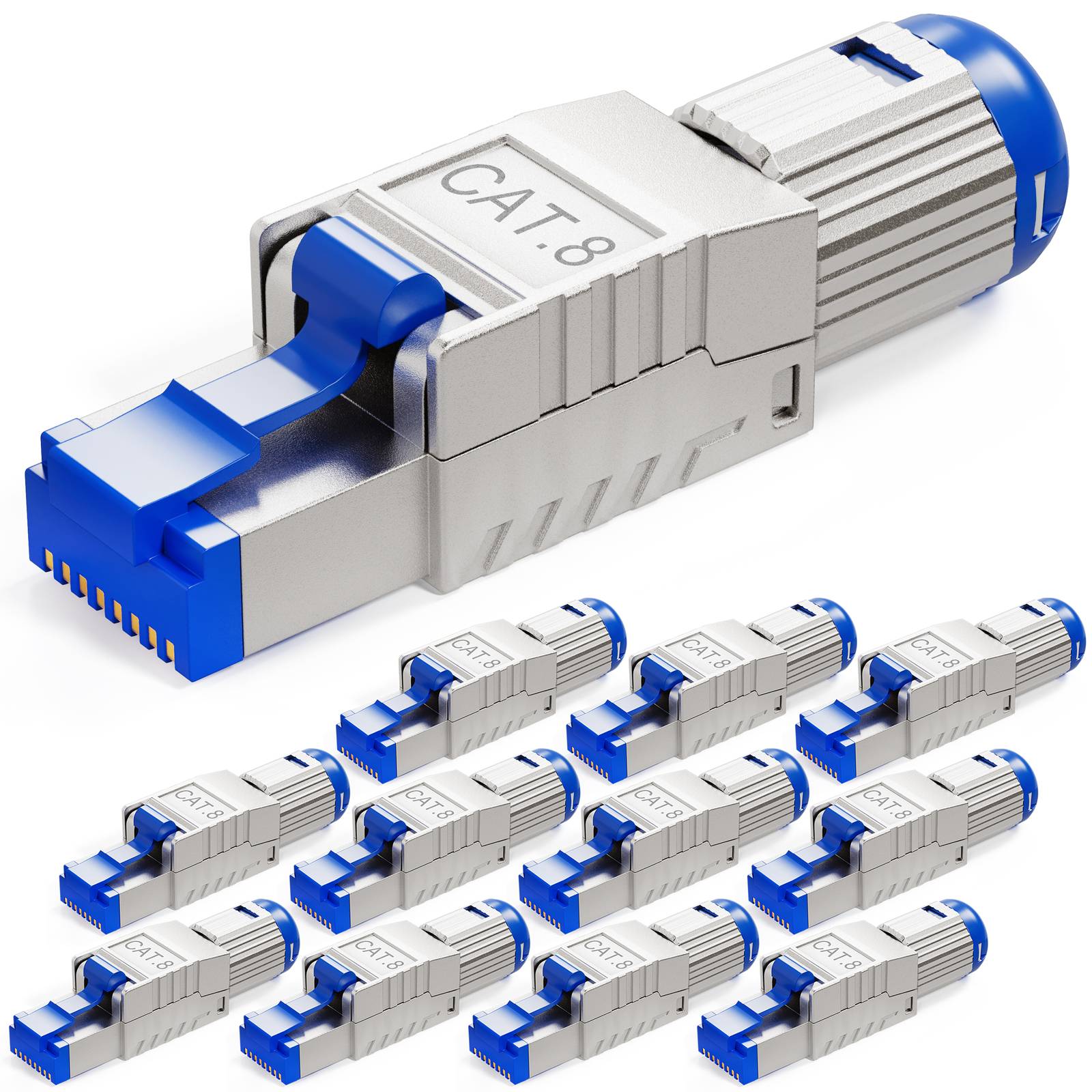 hb-digital 12x RJ45 Netzwerkstecker CAT 8 LAN Stecker PoE vergoldete Kontakte-0