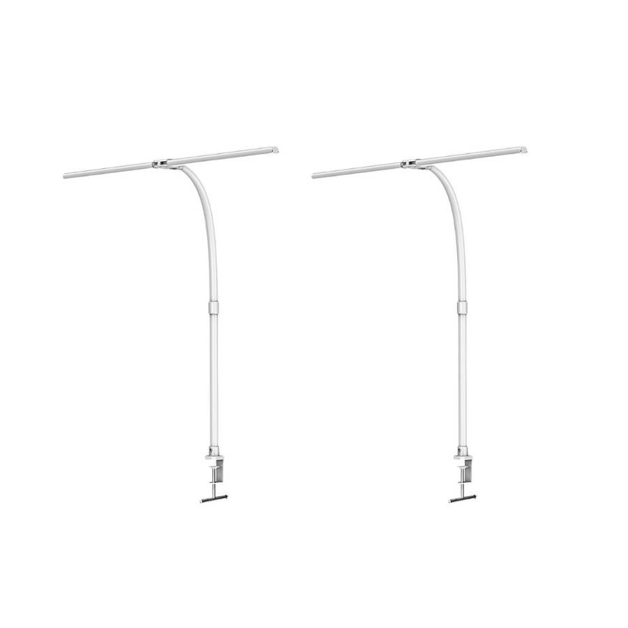 LUXULA 2er- Set LED Schreibtischlampe Doppelkopf 24W 3000-6500K Warm- Kaltweiß Dimmbar Monitorlampe Weiß Klemmsäule-0