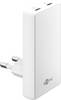 Goobay 75726 USB-C GaN Schnellladegerät 90° Flat (60 W), Power Delivery, Dual-Port 2x USB-C, hinter Möbel, Weiß