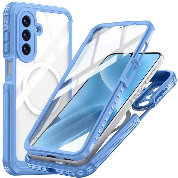 Handy Hülle MagSafe für Samsung Galaxy A17 5G 360 Full Body Hybrid Metall Blau