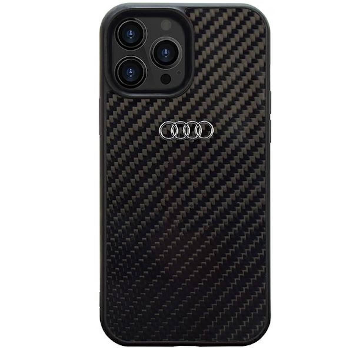 Audi Apple iPhone 14 Pro Schutzhülle Tasche Case Backcover Carbon Faser Schwarz-0