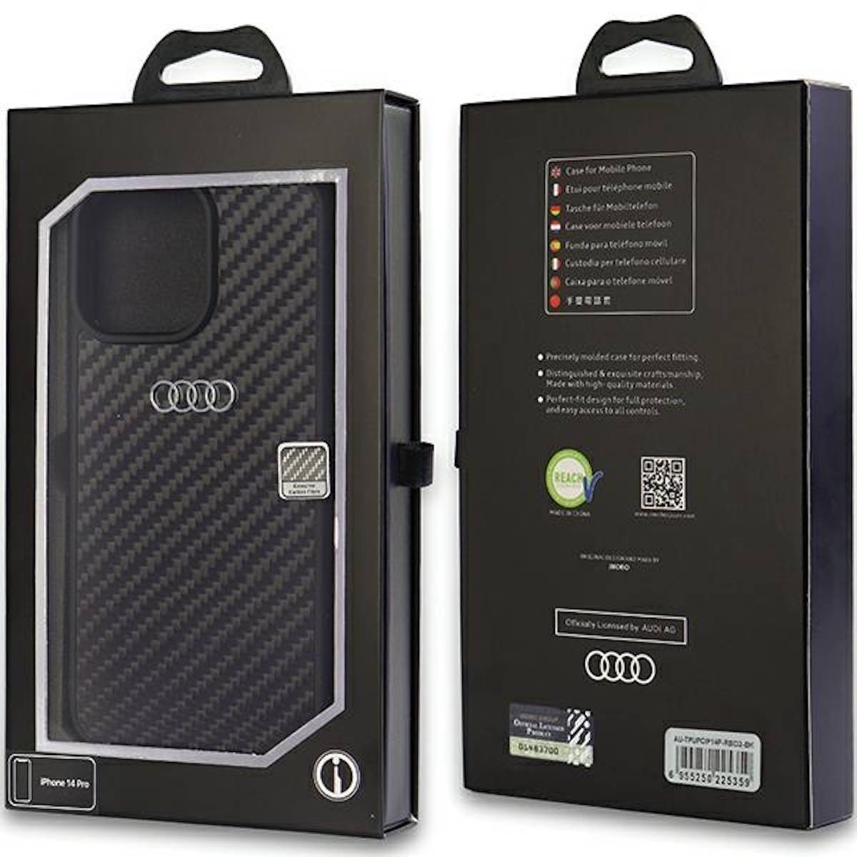 Audi Apple iPhone 14 Pro Schutzhülle Tasche Case Backcover Carbon Faser Schwarz-2