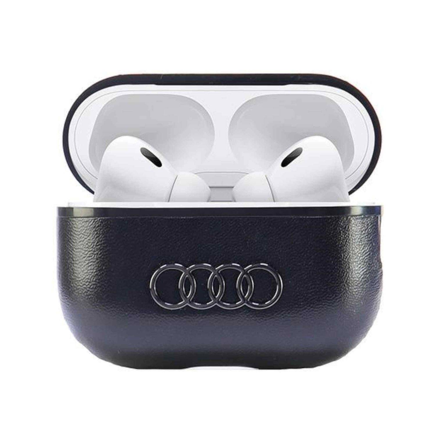 Audi Apple AirPods Pro 2 Leather Big Logo Schutzhülle Schwarz-1