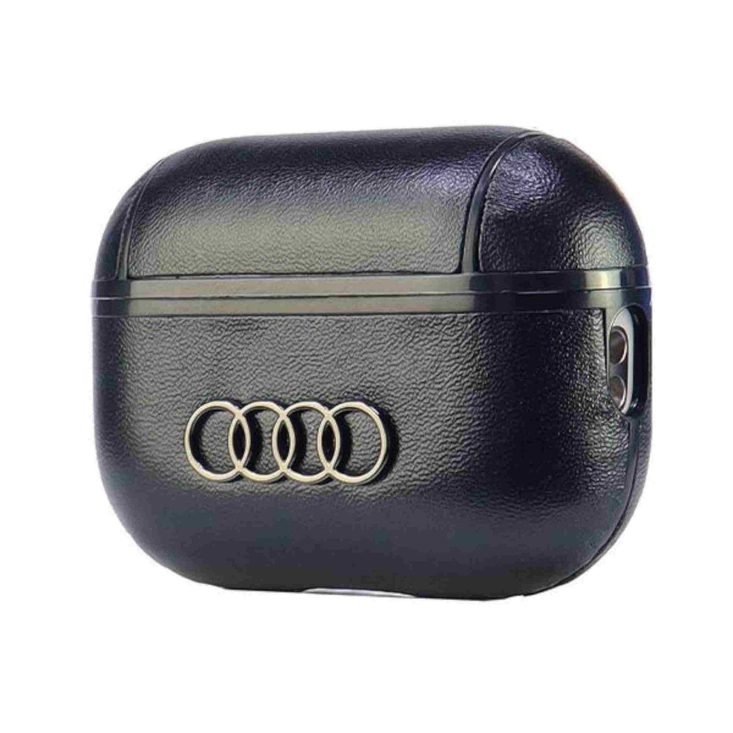 Audi Apple AirPods Pro 2 Leather Big Logo Schutzhülle Schwarz-2