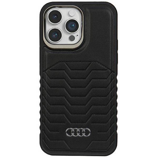 Audi Apple iPhone 15 Pro Max Kunstleder MagSafe Hardcase Hülle Schwarz