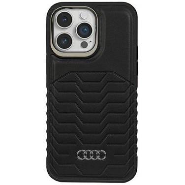 Audi Apple iPhone 15 Pro Max Kunstleder MagSafe Hardcase Hülle Schwarz