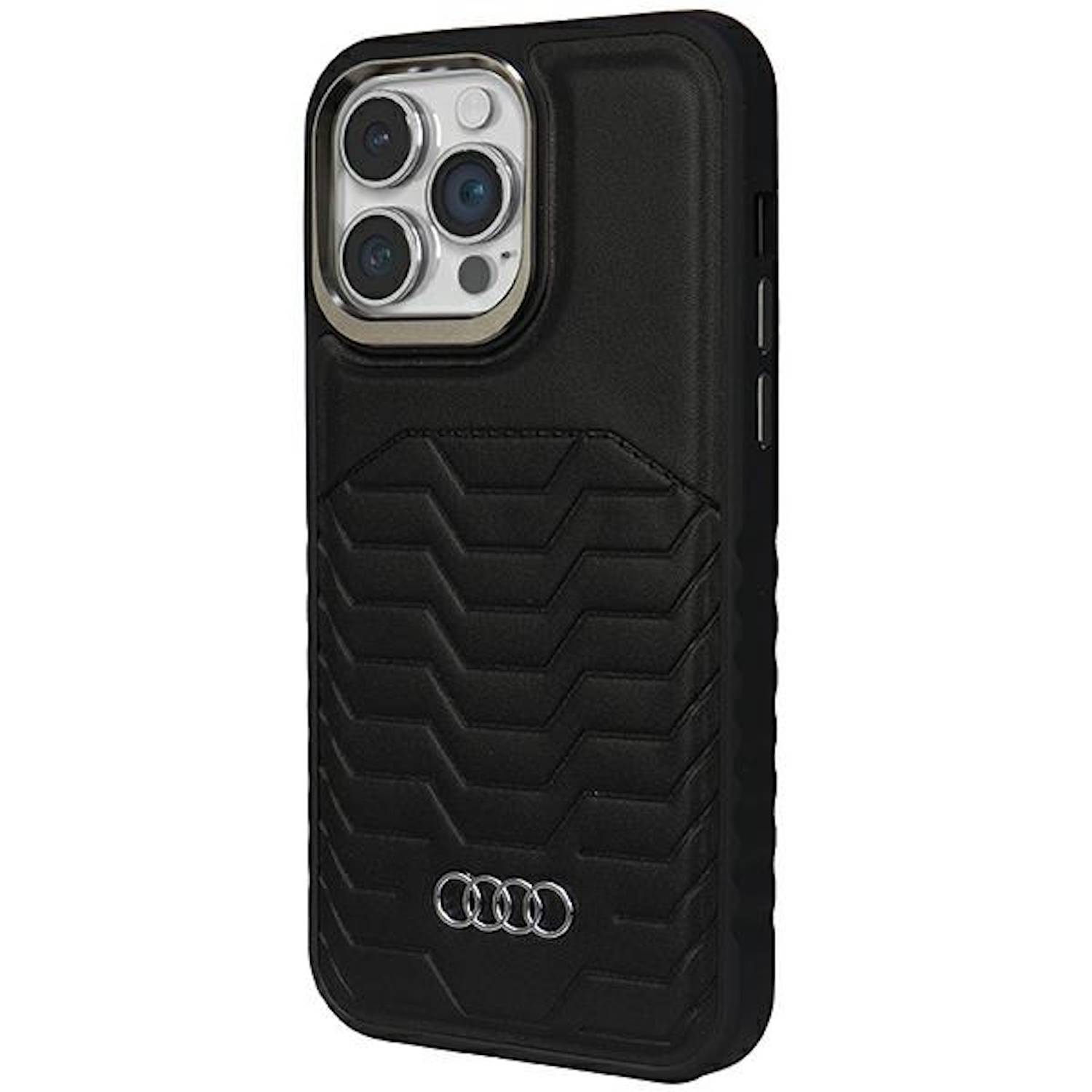 Audi Apple iPhone 15 Pro Max Kunstleder MagSafe Hardcase Hülle Schwarz-1