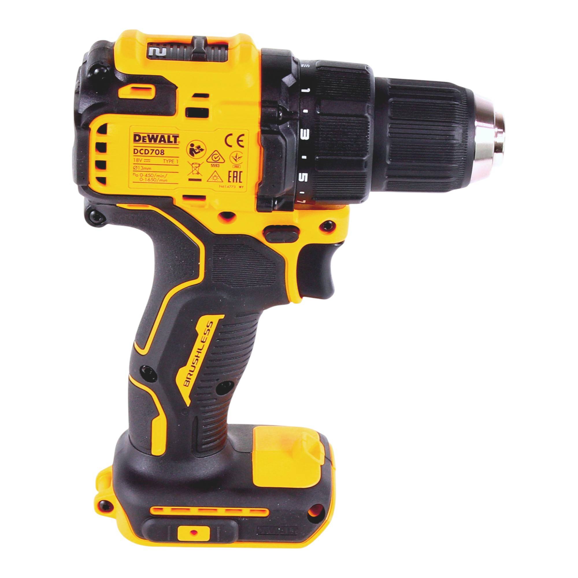 DeWalt DCD 708 P3T Akku Bohrschrauber 18 V 65 Nm Brushless + 3x Akku 5,0 Ah + Ladegerät + TSTAK-3