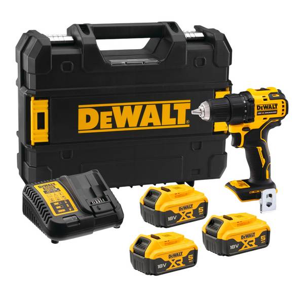 DeWalt DCD 708 P3T Akku Bohrschrauber 18 V 65 Nm Brushless + 3x Akku 5,0 Ah + Ladegerät + TSTAK