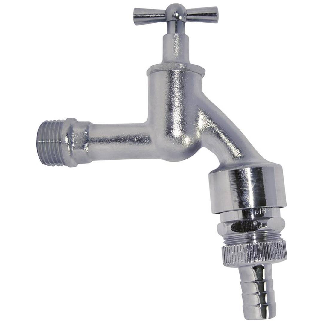 MS Auslaufventil Knebelgriff,Chrom matt, 1/2"AG x 3/4"AG x 1/2"T, Rohrbelüf., Rückflu.verh.-0