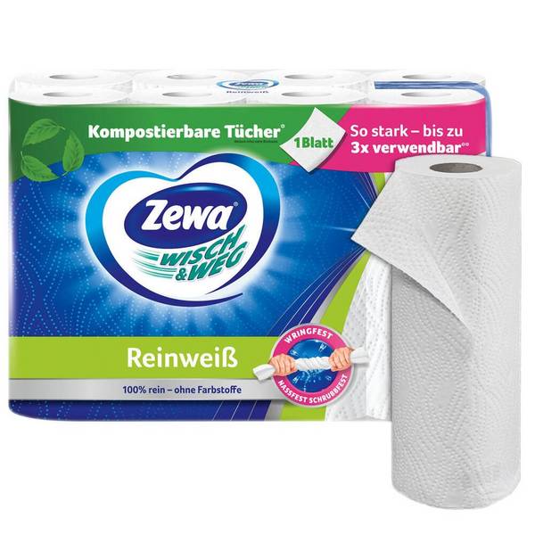 Zewa Küchenrollen WISCH&WEG Reinweiss 2-lagig 43229