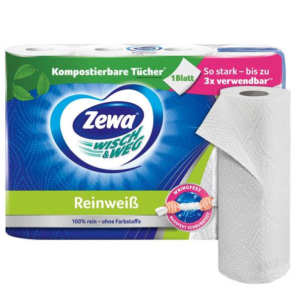 Zewa Küchenrollen WISCH&WEG Reinweiss 2-lagig 43226