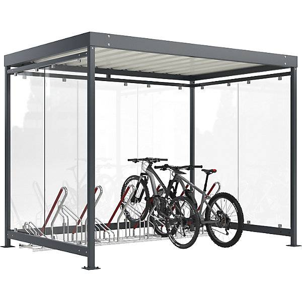 Überdachung Köln mit Anlehnparker Modell 2500 XBF 6 Einstellplätze 7 Glaselemente B 3180 mm Bausatz. 86426749-0