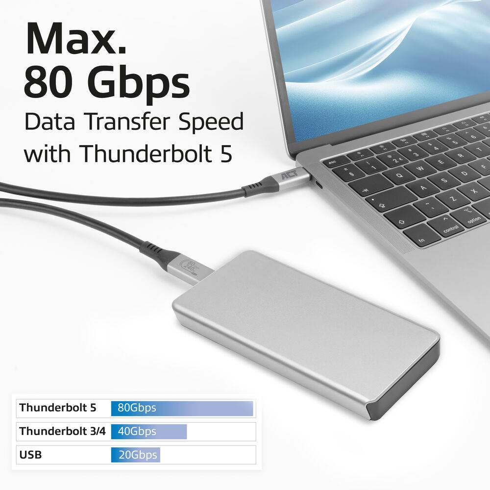 ACT AC7452 USB4® 80Gbps Thunderbolt™5 240W USB Typ-C® Kabel | USB-IF zertifiziert | 1,5 Meter | Schwarz-3