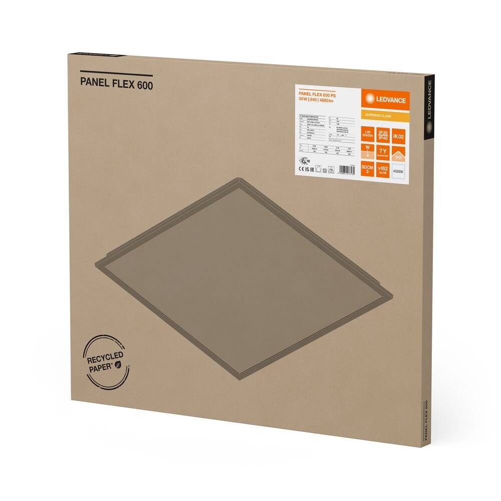 Preisbild für Ledvance LED-Panel M600 840 PLFL.600S30W840PS 140 mA, 100000 h, 162 lm/W, 4860 lm, 4000 K, 595 mm