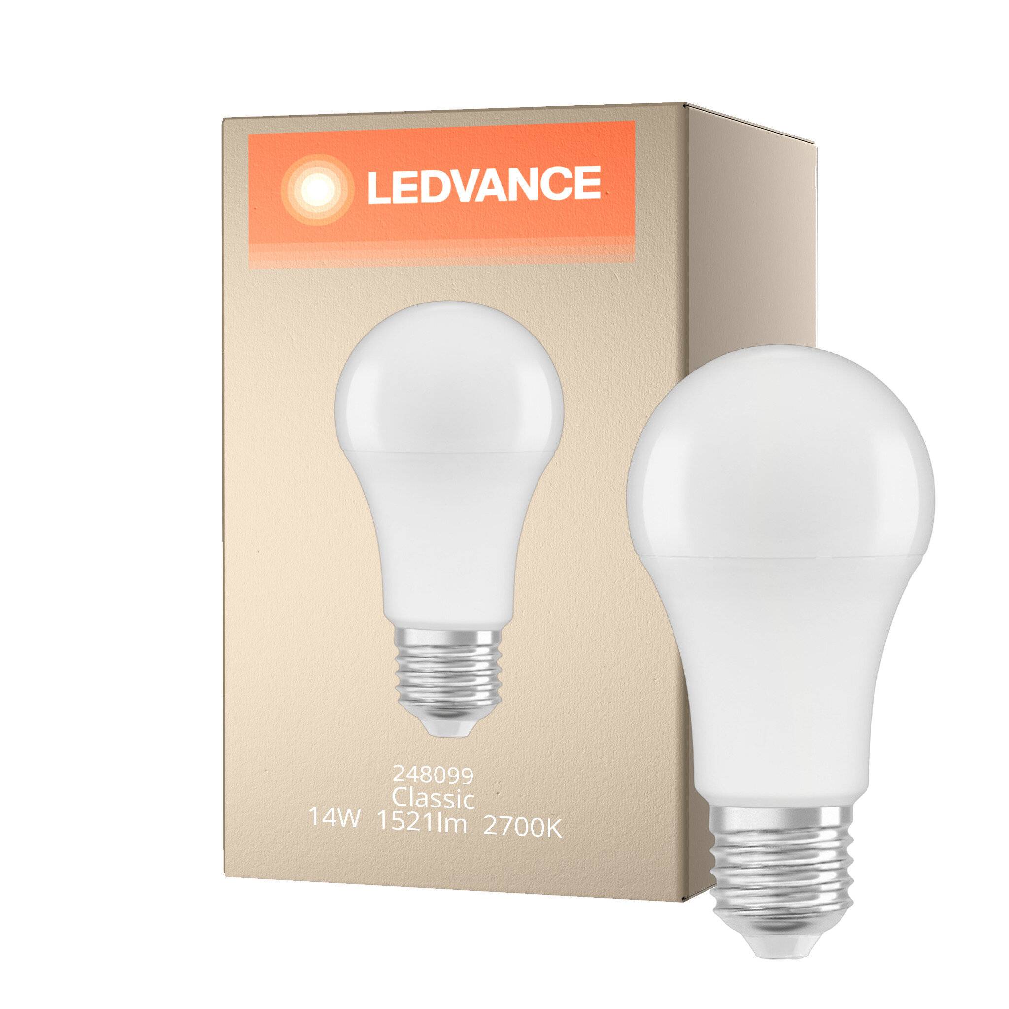 LEDV LED Bulb 14-100W/827 1521lm E27 matt dimmbar 200° 25000h EEK F Leuchtmittel LED LED-3