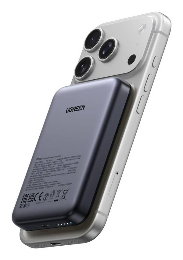 Ugreen Induktive Power Bank - magnetisch - Li-Ion - 10000 mAh - 37 Wh - 20 Watt - 3 A - PD 3.0 (USB-C)