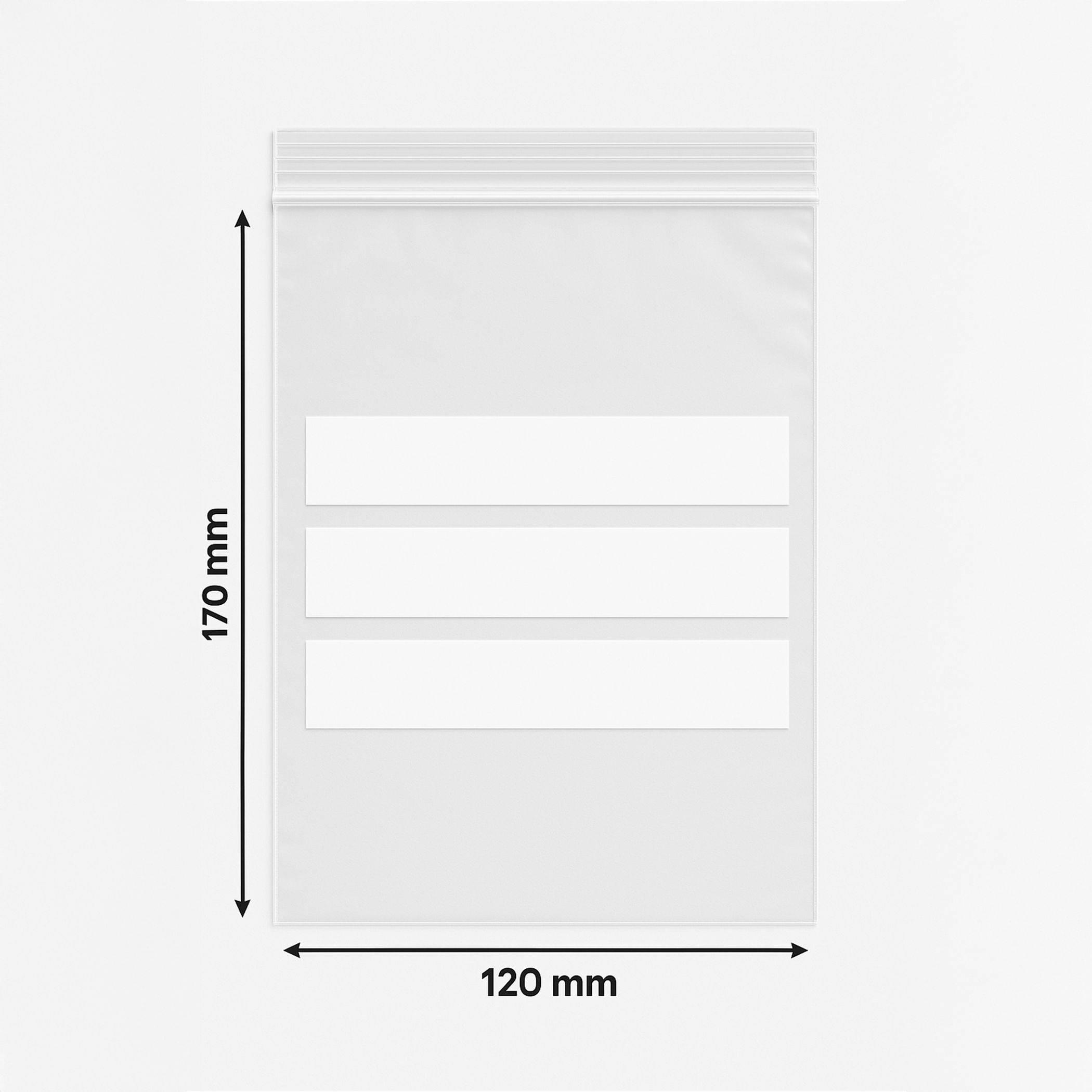 LDPE Schnellverschlussbeutel 120x170 mm mit Schreibfeldern – transparent-0