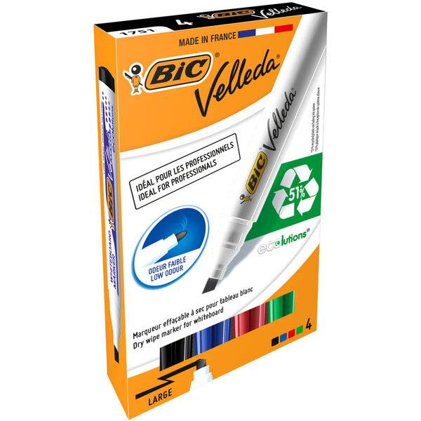 Whiteboard Marker Velleda - 1701 ECOlutions ca. 3 7 - 5 5 mm 4er Etui.-0