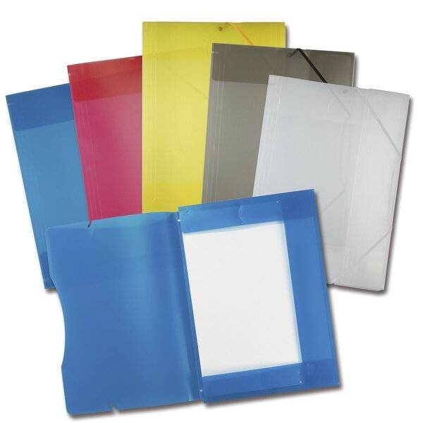 Sammelmappe mit Gummiband DIN A3 transparent 5 Farben.-0