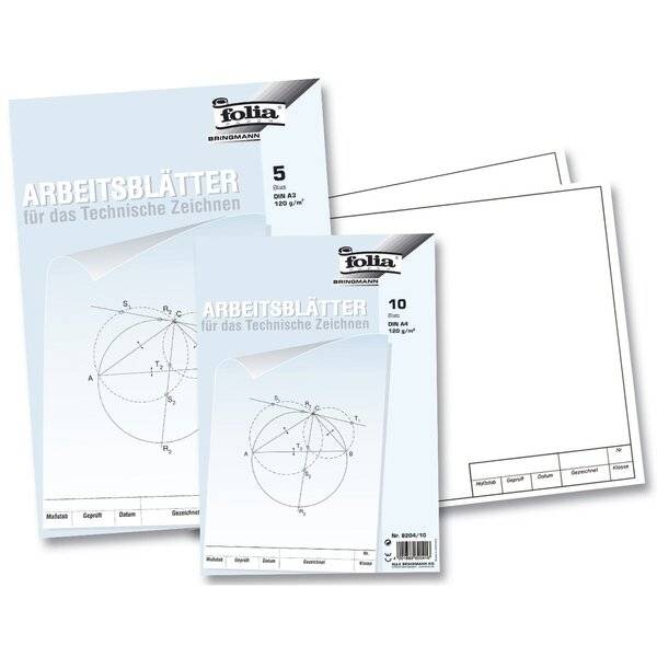 Arbeitsblätter für technisches Zeichnen 120g/qm weiß DIN A3 5 Blatt.-0