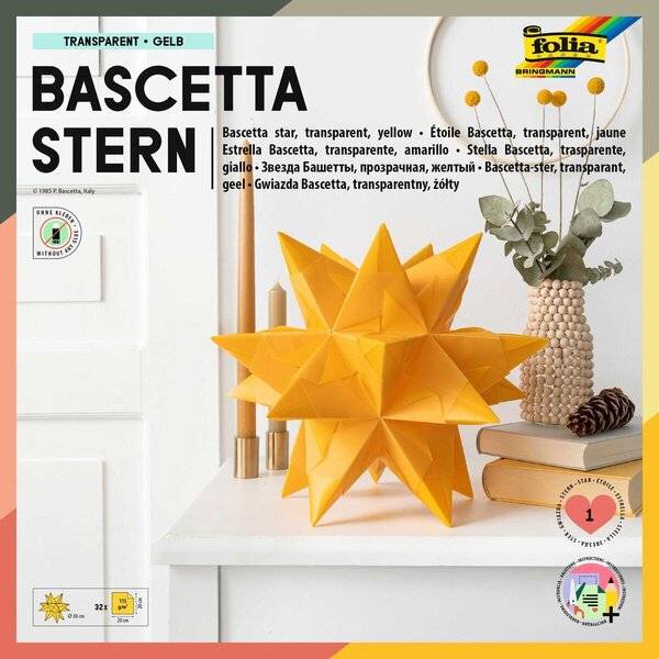 Bascetta Stern - gelb transparent Ø 30 cm.-0