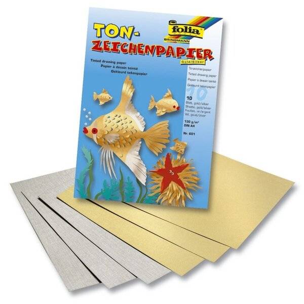 Tonpapier - A4 gold und silber Pack mit 10 Blatt.