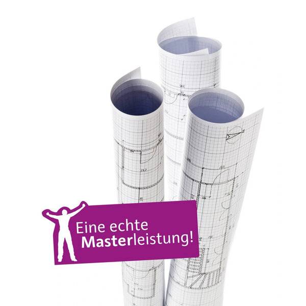 Plotterpapier MasterJet CAD 80 914mmx50m 80g/m² glatt matt weiß 4 Rollen.