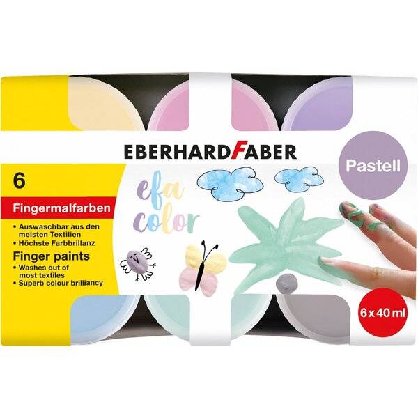 Fingerfarbe - 6x 40 ml Pastellfarben sortiert.-0