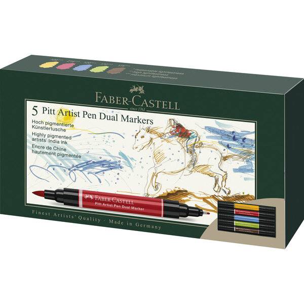 Künstlertuschemarker Pitt Artist Pen Dualmarker - 5er Etui sortiert.-0