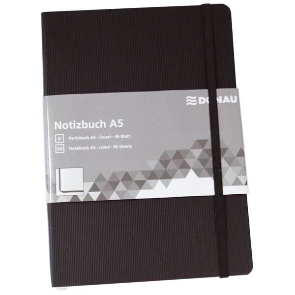 Notizbuch - A5 liniert 192 Seiten schwarz.