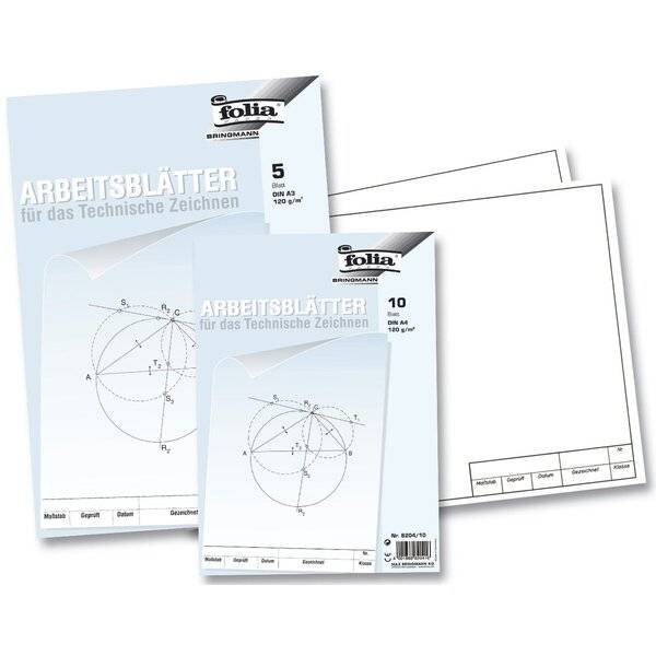 Arbeitsblätter für technisches Zeichnen 120g/qm weiß DIN A4 10 Blatt.-0