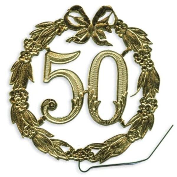 Jubiläumszahl 50 - Ø 13 cm Draht gold.