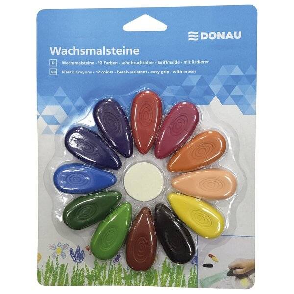 Wachsmalsteine Tropfen - 12 Farben sortiert 1 Radierer.-0