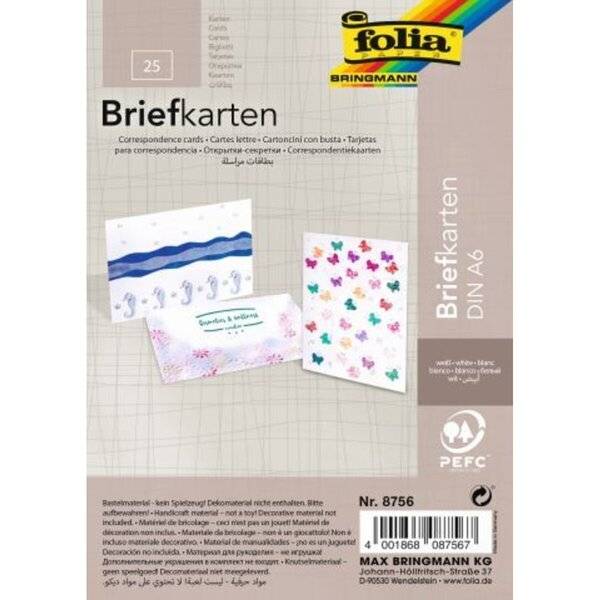 Briefkarte - A6 190 g/qm weiß einfach 25 Stück.-0