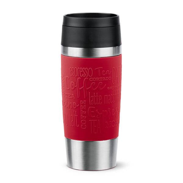 EMSA Travel Mug Classic ISOLIERBECHER 0,36L DUNKELROT N20204, Schwarz, Rot, Edelstahl, Silikon,