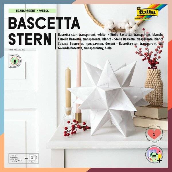 Bascetta Stern - weiß transparent Ø 30 cm.-0
