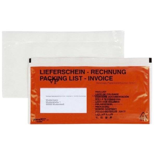 Begleitpapiertaschen mit Aufdruck Lieferschein-Rechnung - DL 250 Stück.-0