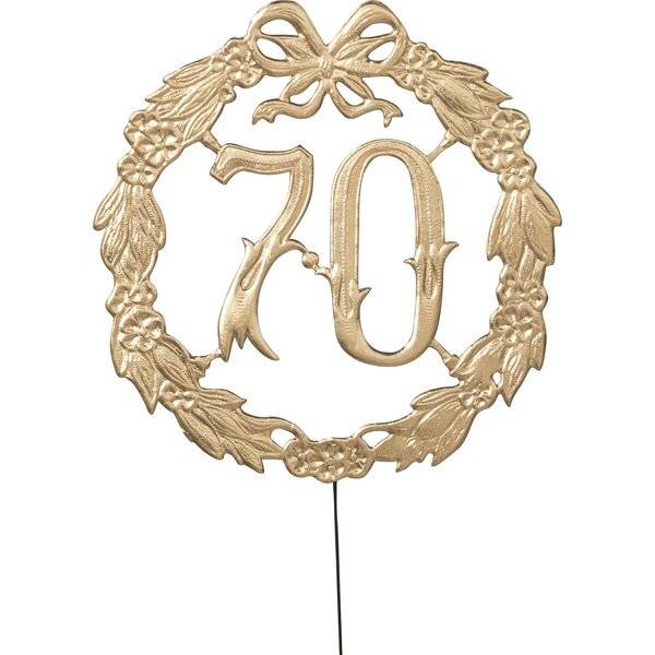 Jubiläumszahl 70 - Ø 13 cm Draht gold.