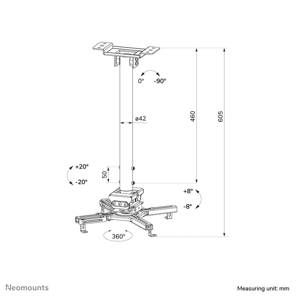 Neomounts CL25-540WH1 Beamer Deckenhalterung CL25-540WH1-1
