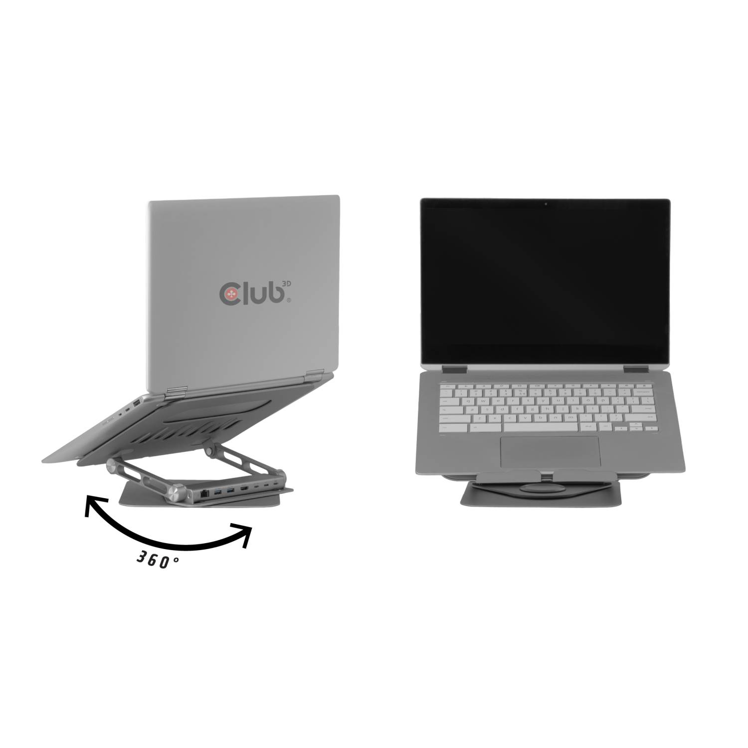 Club3D Laptopständer mit USB-C HUB 100W 360° 4K60Hz Multimedia-Technik HUBs-0